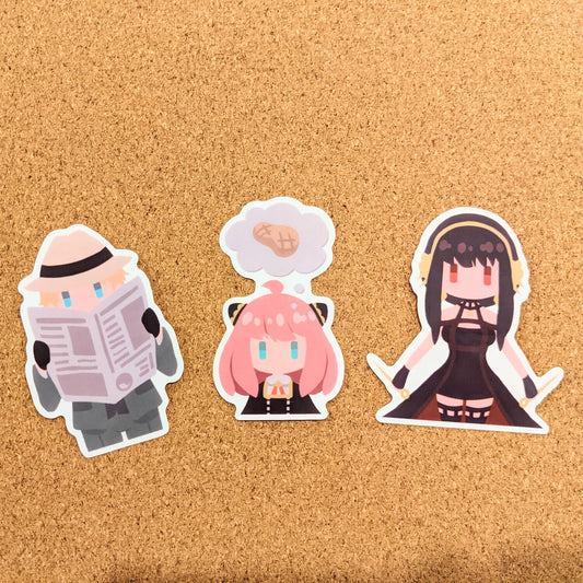 Full Set of 3 Anime Family Clear Vinyl Stickers